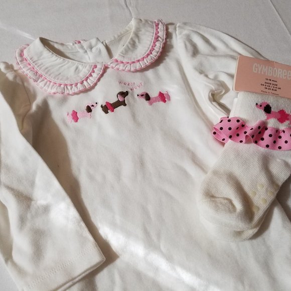 Gymboree Polka Dot Puppy 12-18 month NWT Bodysuit & socks. - Picture 2 of 2